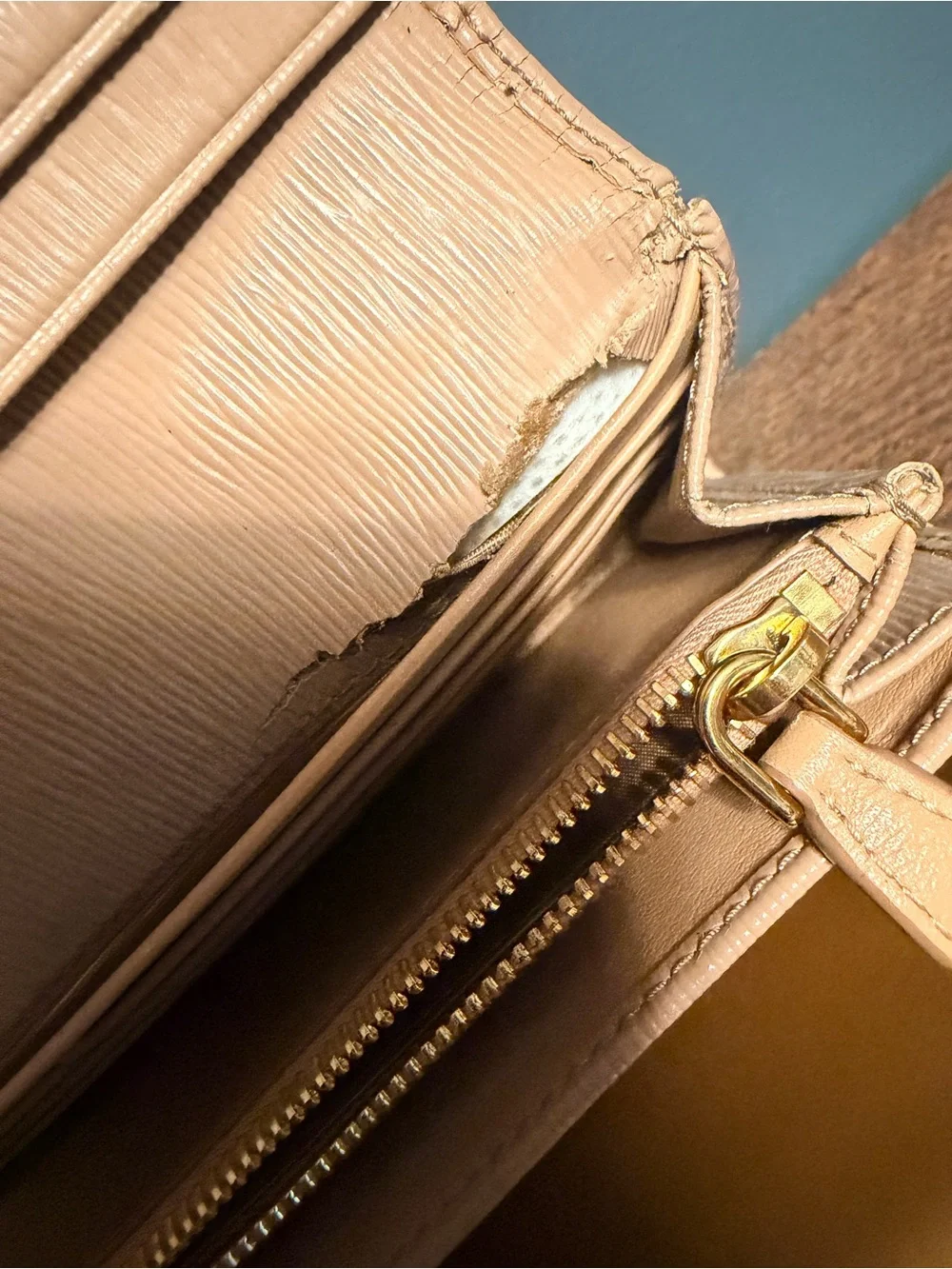 Prada Pink Saffiano Leather Continental Wallet with Gold Logo